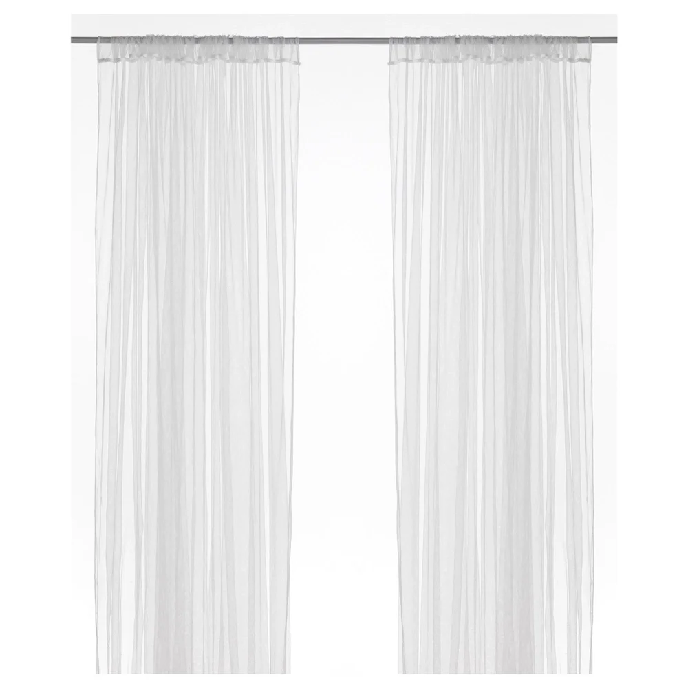 Set of 2 - Pair IKEA LILL Sheer Curtains White Mesh